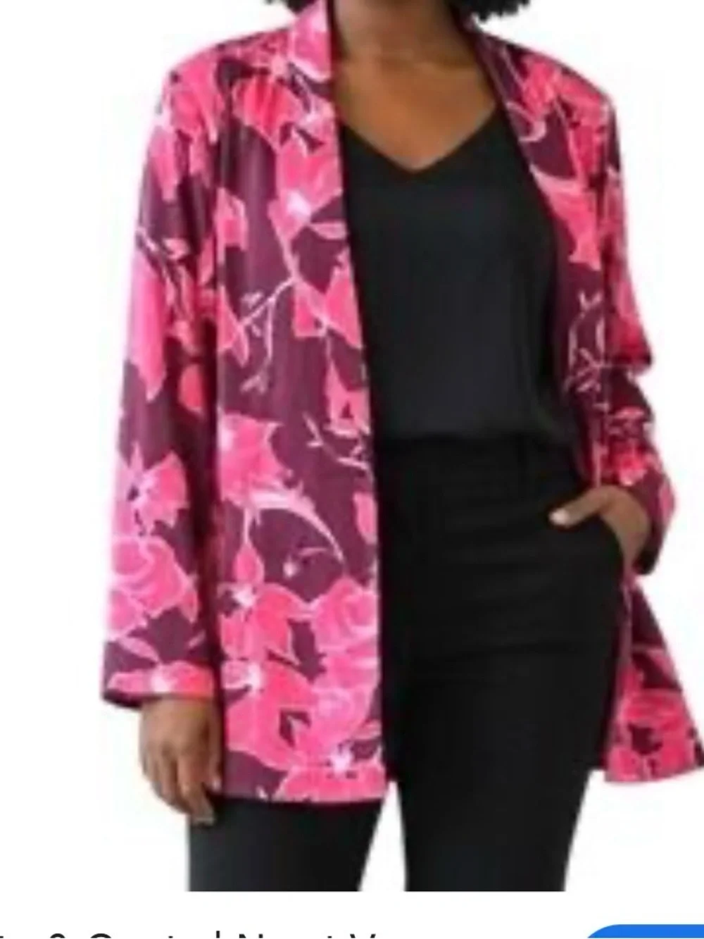 VENUS Purple and Pink Floral Open Blazer